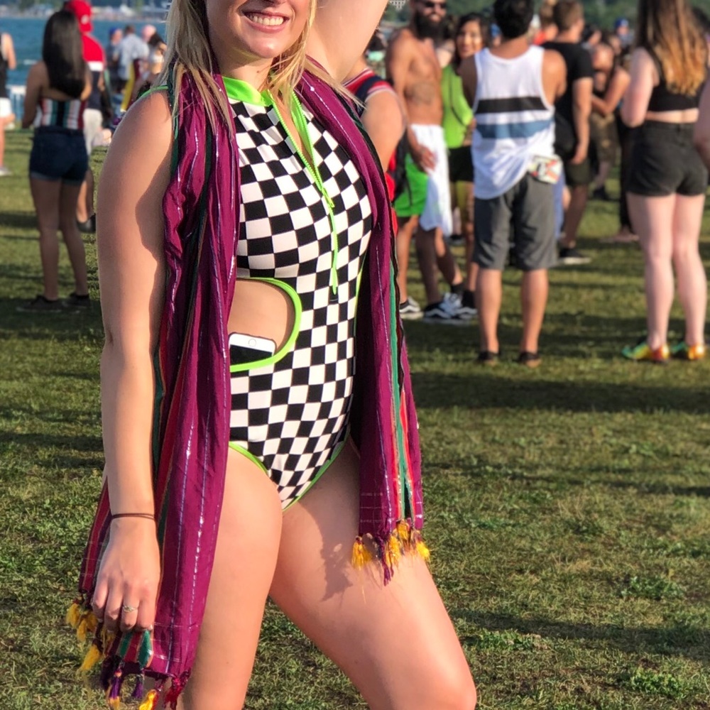 Checkered rave bodysuit